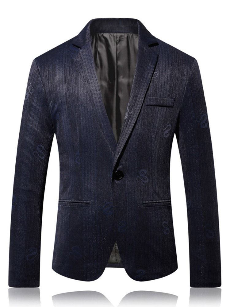 One Button Slim Notched Lapel Herre Fritidsblazer