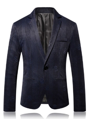 One Button Slim Notched Lapel Herre Fritidsblazer