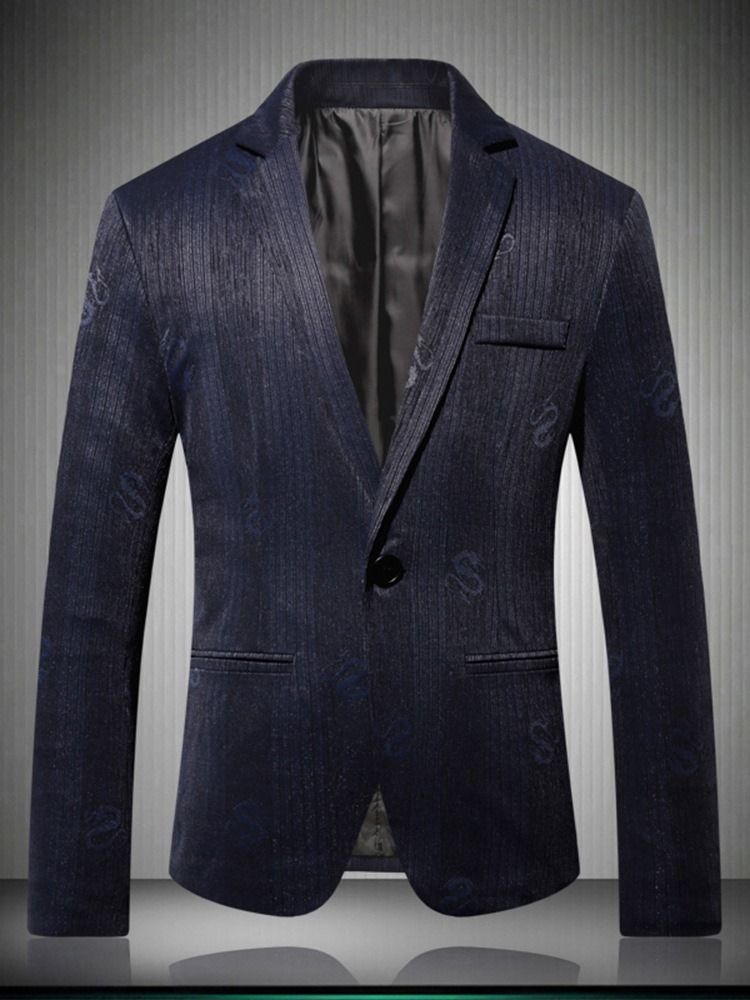 One Button Slim Notched Lapel Herre Fritidsblazer