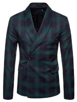 Plaid Double-breasted Button Herre Casual Blazer