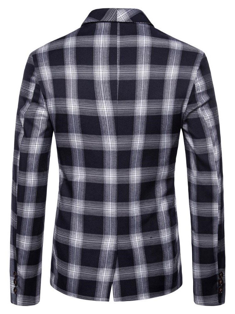 Plaid Double-breasted Button Herre Casual Blazer