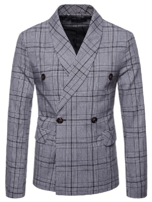 Plaid Double-breasted Herre Casual Blazer