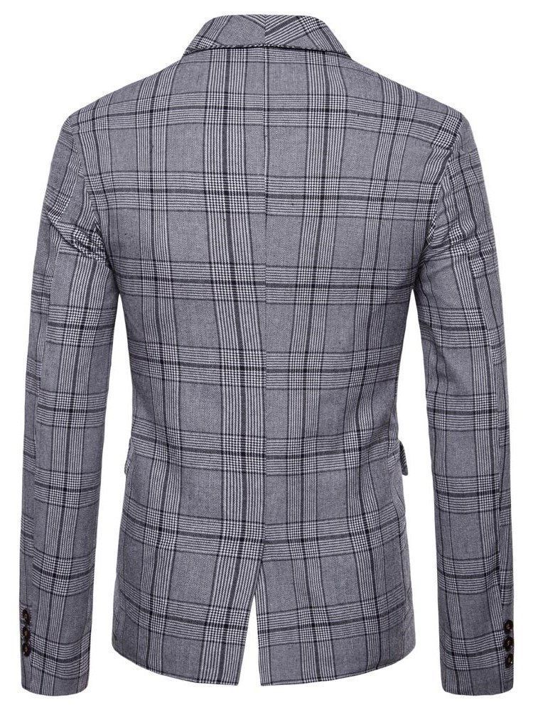 Plaid Double-breasted Herre Casual Blazer