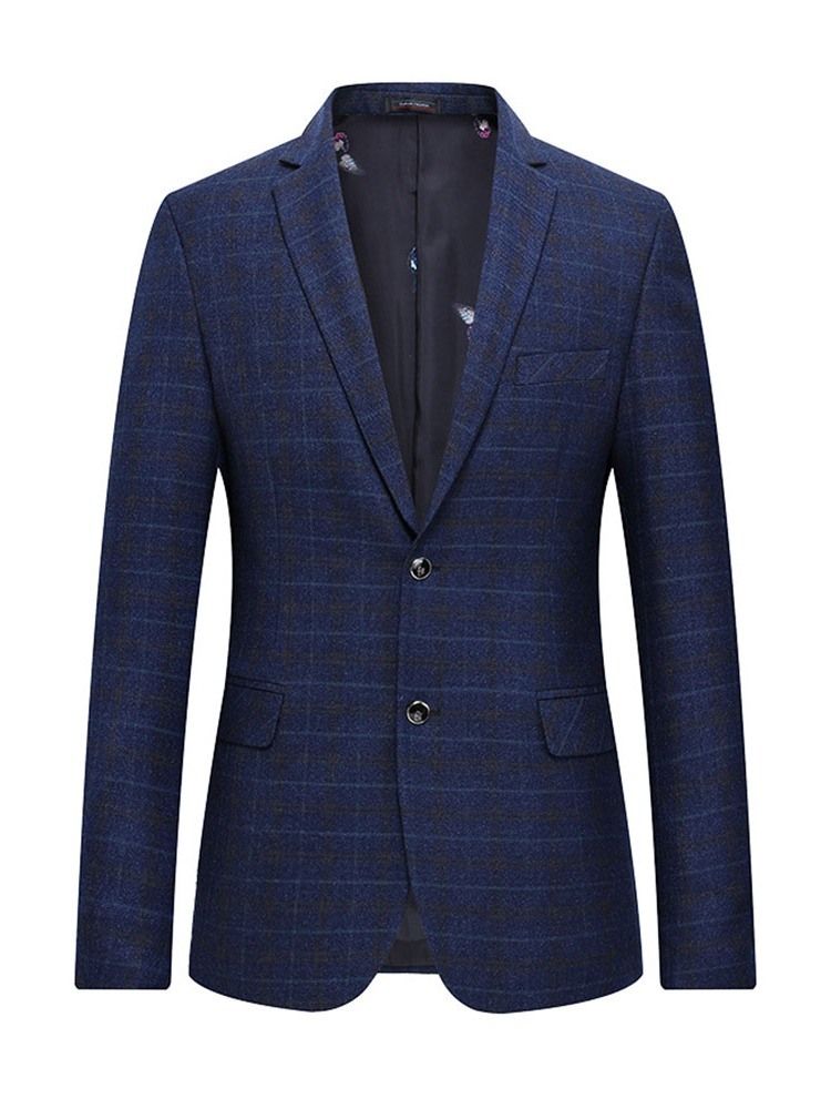 Plaid To-knapskåret Revers-herre-blazer