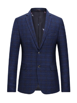 Plaid To-knapskåret Revers-herre-blazer