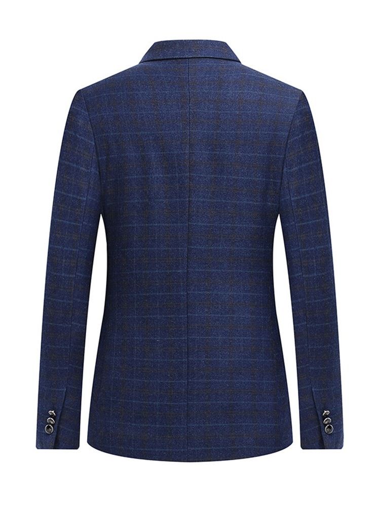 Plaid To-knapskåret Revers-herre-blazer