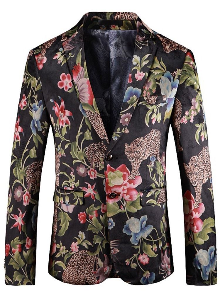 Print Animal Single-breasted Mens Blazer