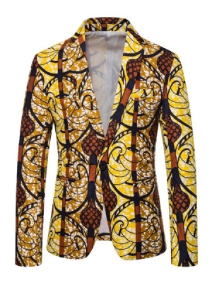 Print Casual One Button Herre Fritidsblazer