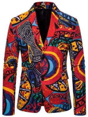 Print Casual Single-breasted Herre Fritids Blazer