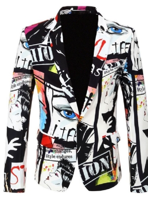 Print Fashion Color Block Herre Blazers