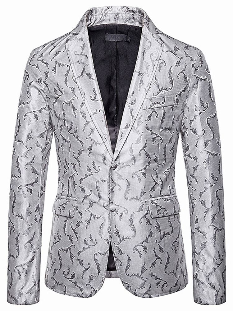 Print Single-breasted Men's Blazer Til Fritid