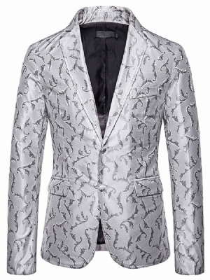 Print Single-breasted Men's Blazer Til Fritid