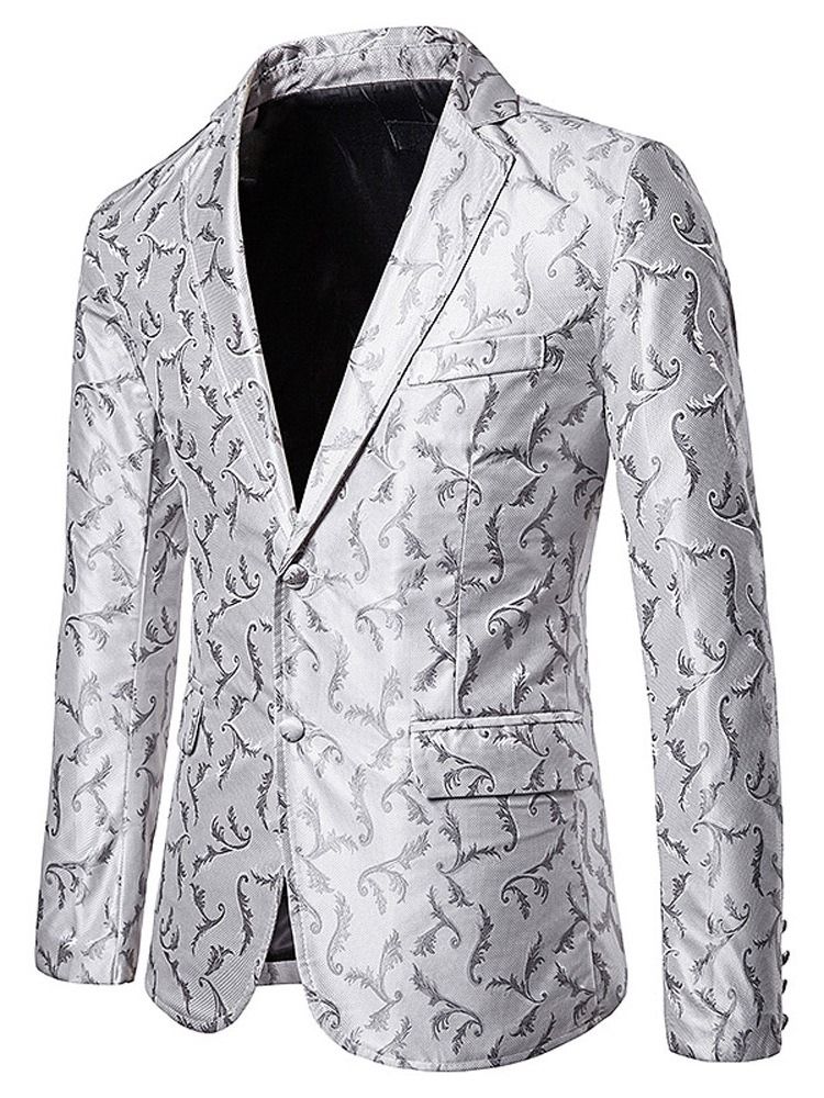 Print Single-breasted Men's Blazer Til Fritid