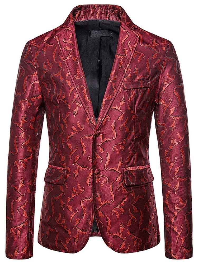 Print Single-breasted Men's Blazer Til Fritid