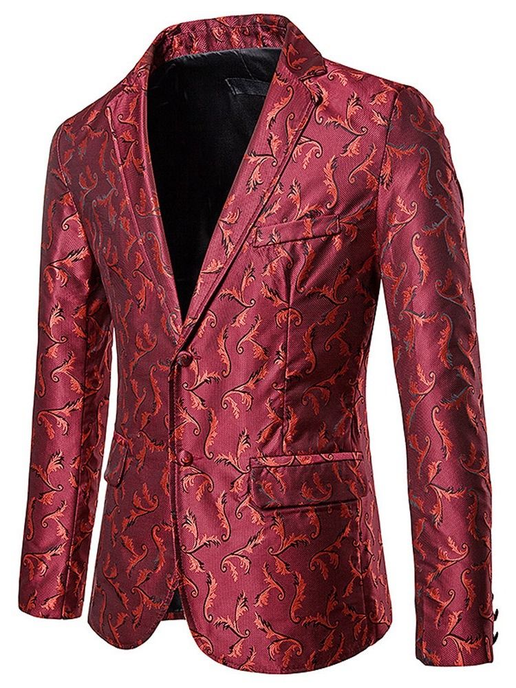 Print Single-breasted Men's Blazer Til Fritid