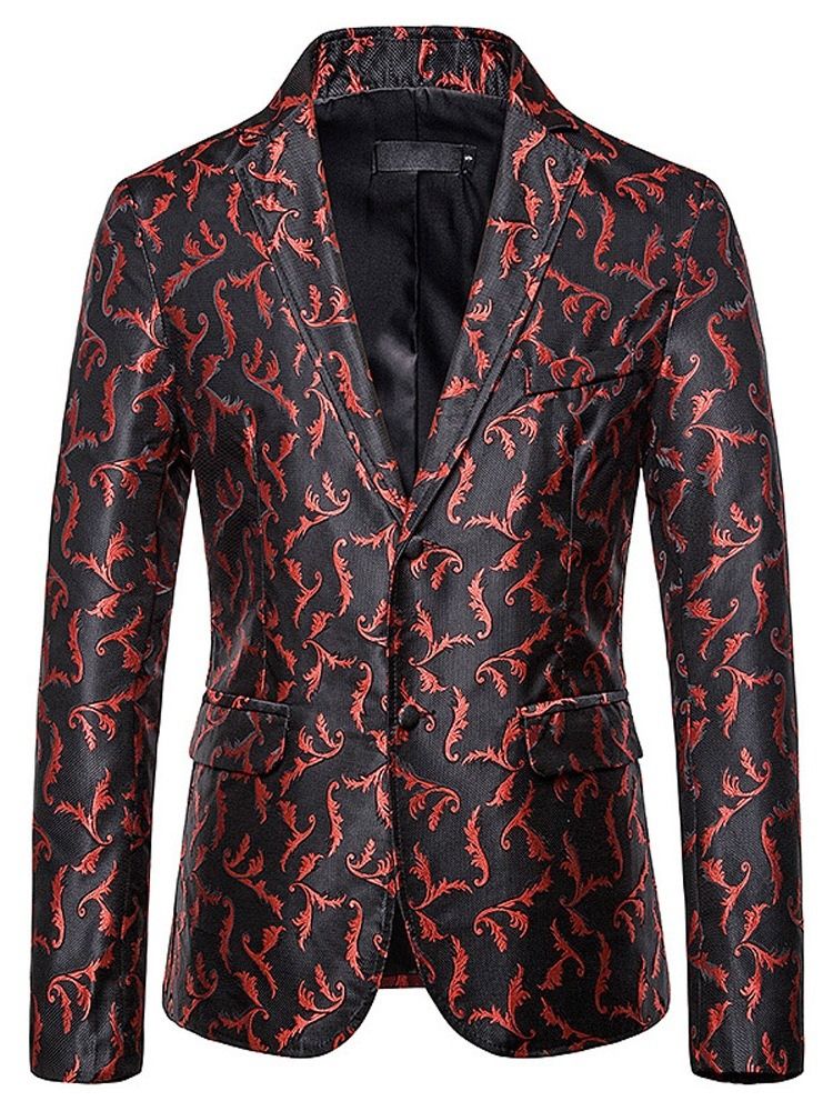 Print Single-breasted Men's Blazer Til Fritid