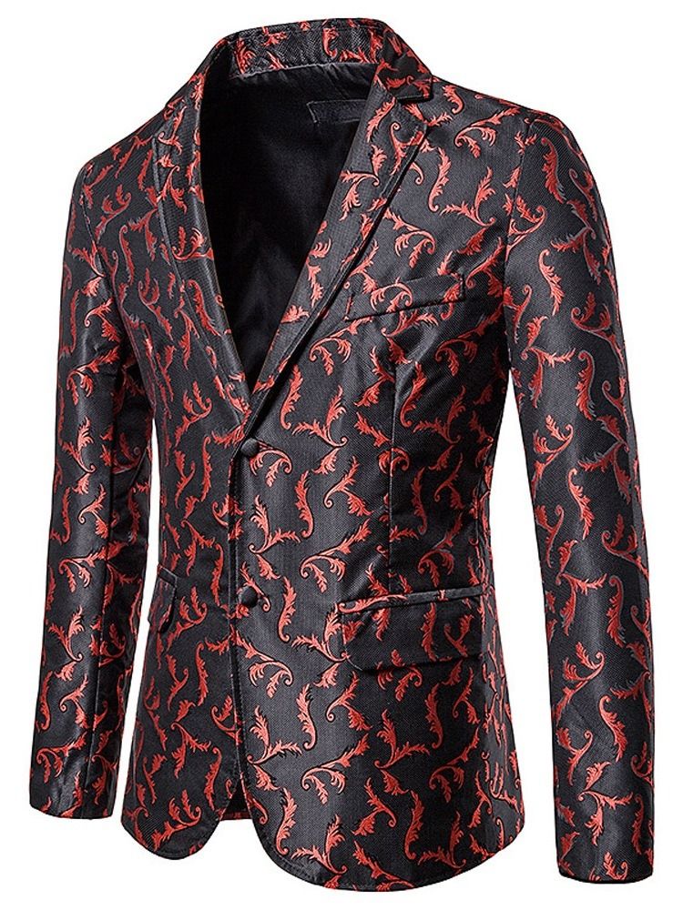 Print Single-breasted Men's Blazer Til Fritid