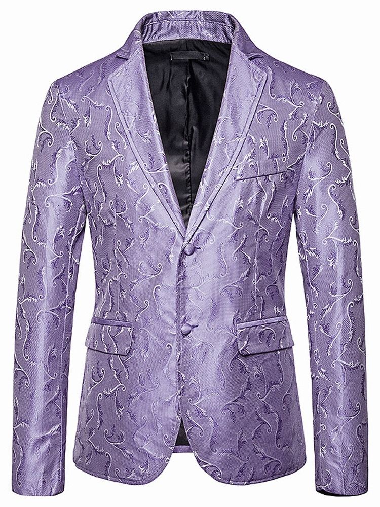 Print Single-breasted Men's Blazer Til Fritid