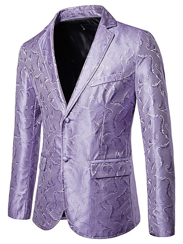 Print Single-breasted Men's Blazer Til Fritid