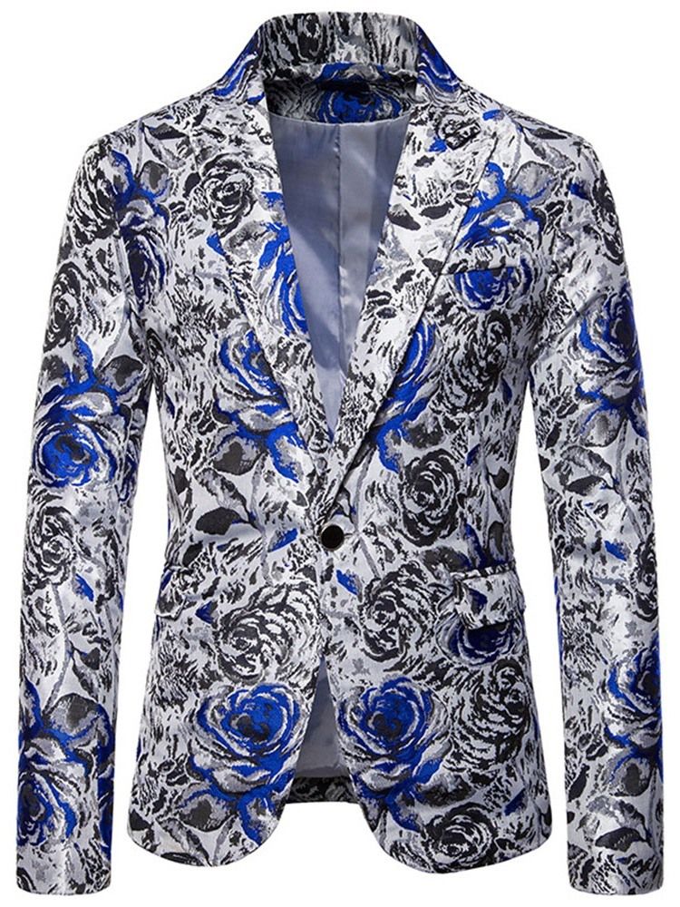 Print Straight Notched Revers Men's Leisure Blazers