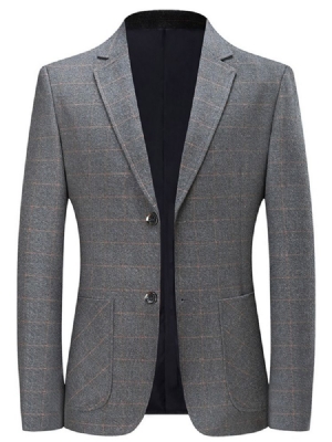 Single-breasted Plaid Notched Revers Blazer Til Mænd