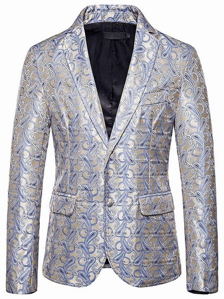 Single-breasted Print Casual Herre Fritids Blazer