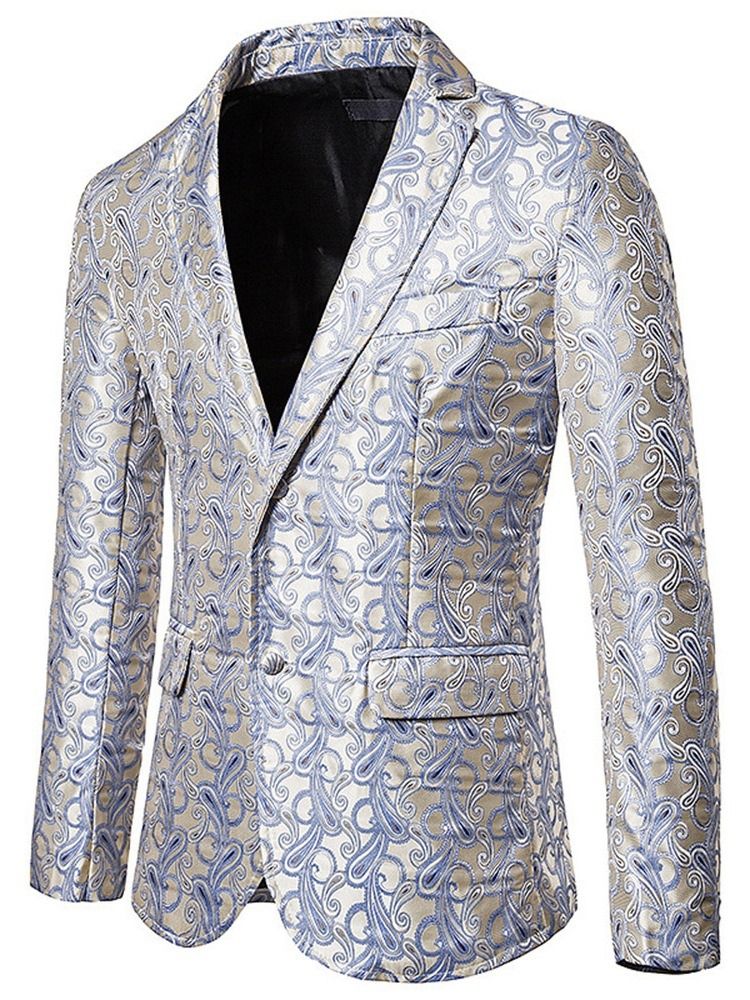 Single-breasted Print Casual Herre Fritids Blazer