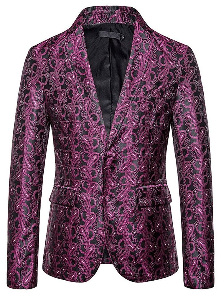 Single-breasted Print Casual Herre Fritids Blazer