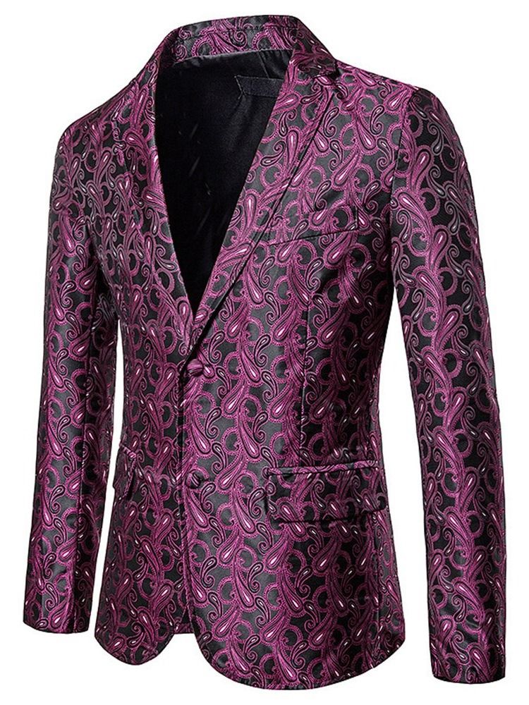 Single-breasted Print Casual Herre Fritids Blazer