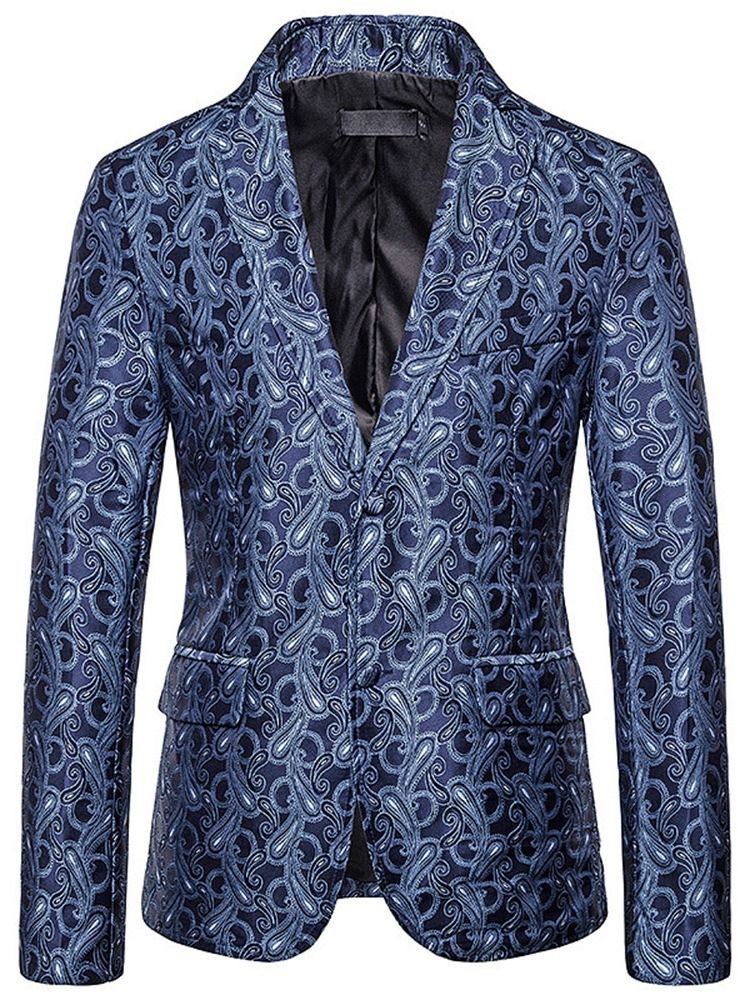 Single-breasted Print Casual Herre Fritids Blazer