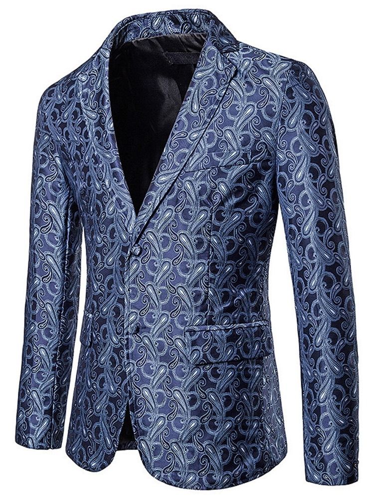 Single-breasted Print Casual Herre Fritids Blazer