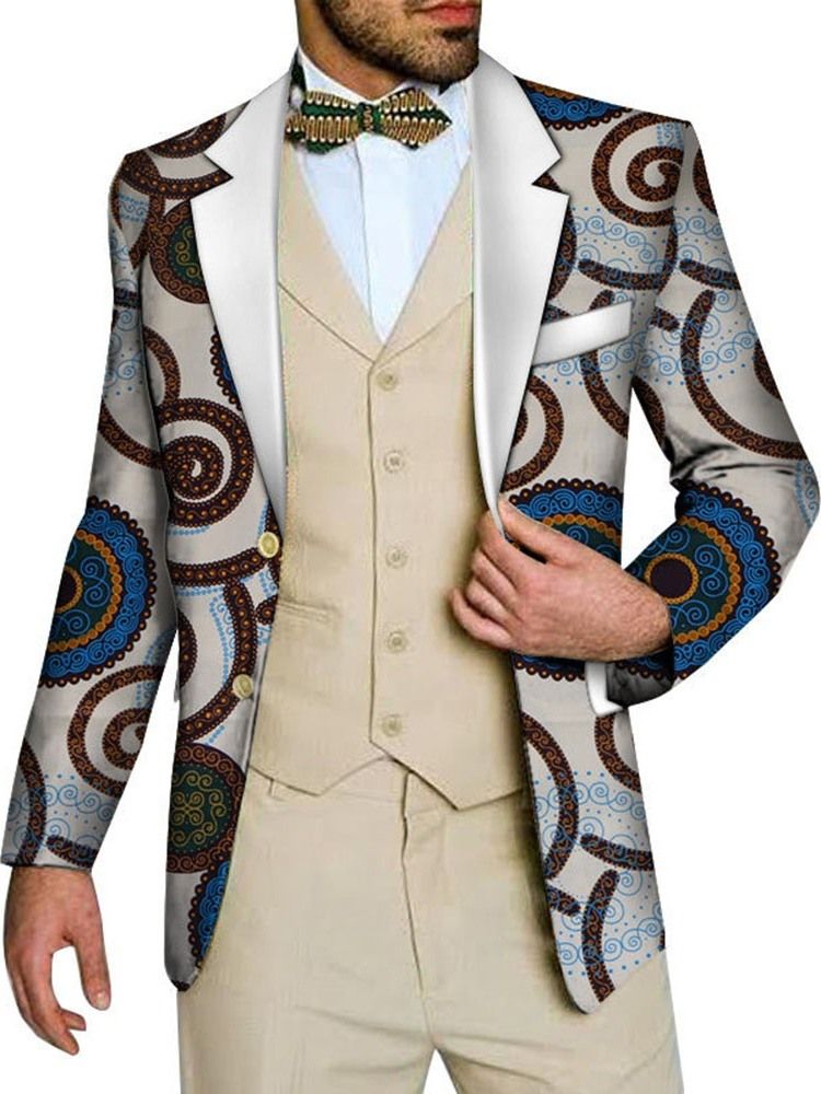 Slim Print Casual Herre Fritids Blazer