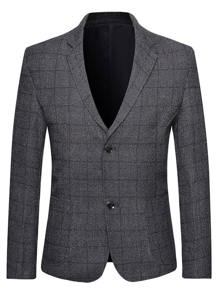 Slim Single-breasted Notched Revers Blazer Til Mænd