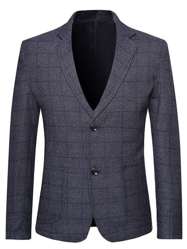 Slim Single-breasted Notched Revers Blazer Til Mænd