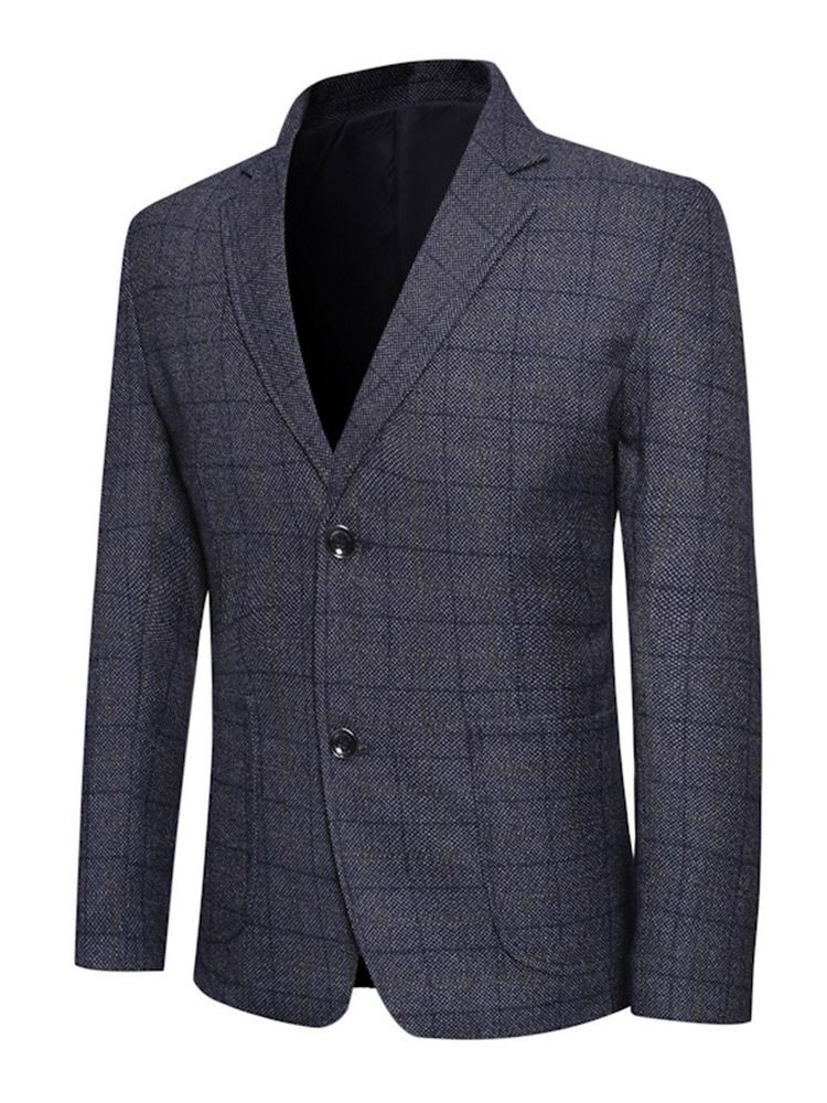 Slim Single-breasted Notched Revers Blazer Til Mænd