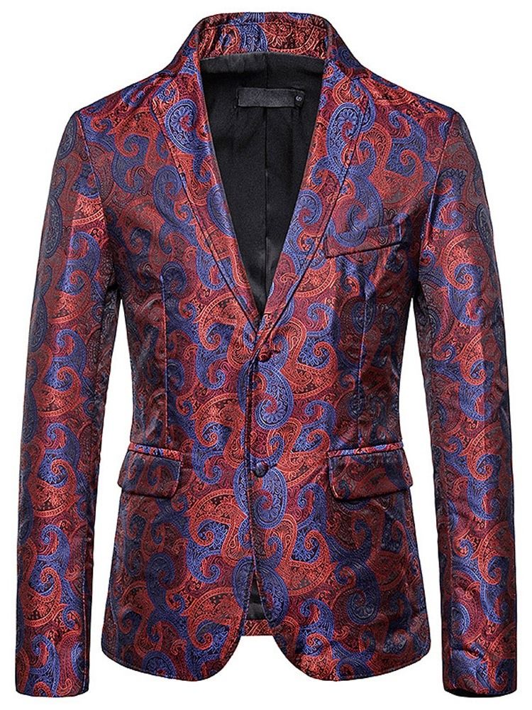 Slim Single-breasted Patchwork Herre Fritidsblazer