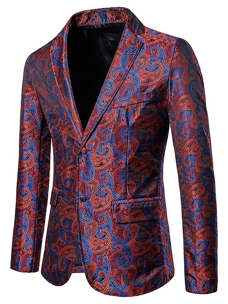 Slim Single-breasted Patchwork Herre Fritidsblazer