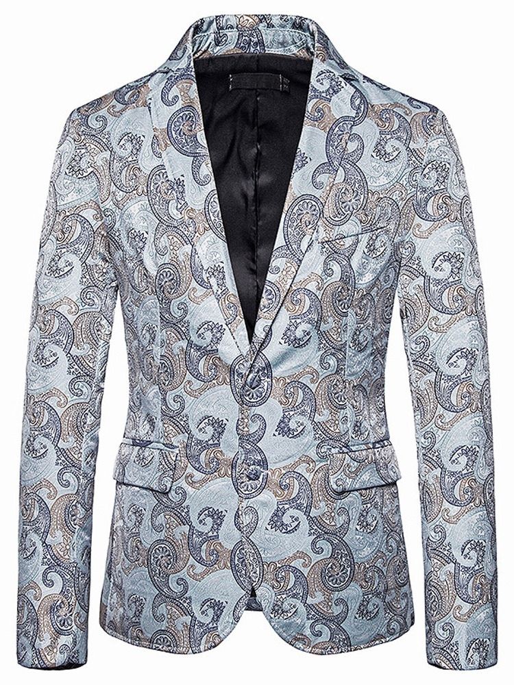 Slim Single-breasted Patchwork Herre Fritidsblazer