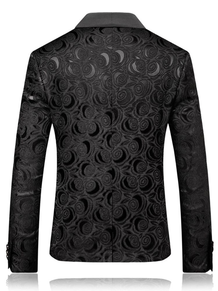 Sort Printet Slim Fit Herre Wedding Ball Blazer