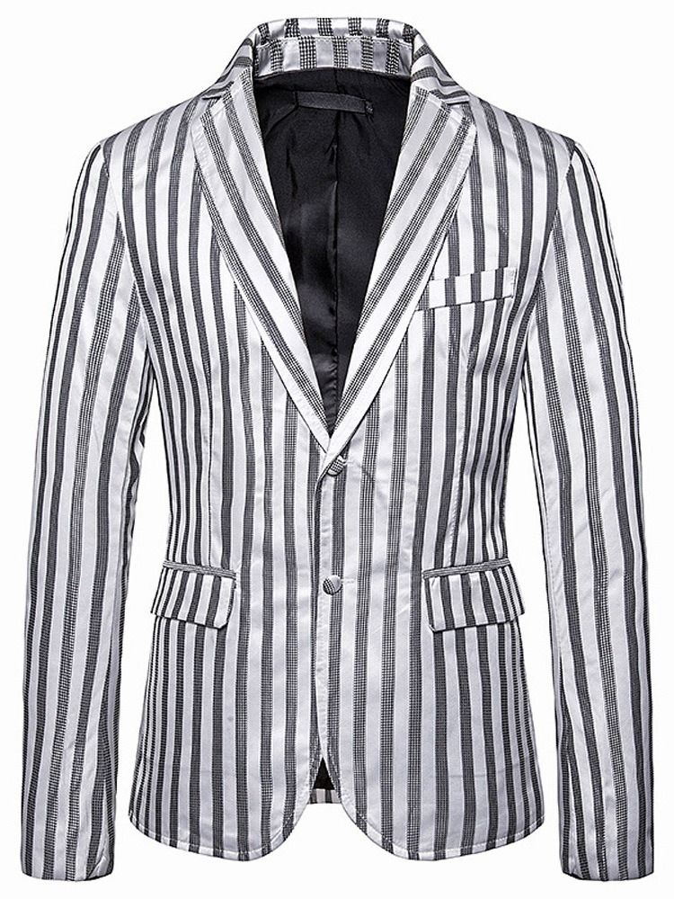 Stripe Button Single-breasted Men's Blazer Til Mænd