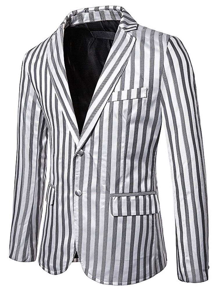 Stripe Button Single-breasted Men's Blazer Til Mænd