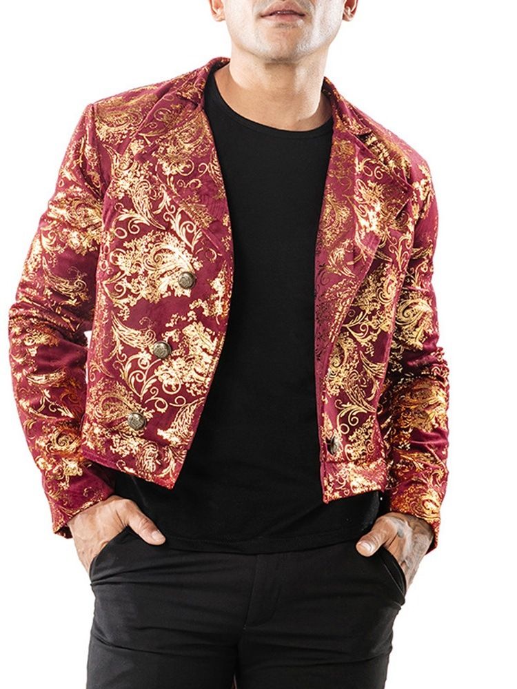 Trykt Dobbeltbrystet Swallowtail Herre Blazer Kostume