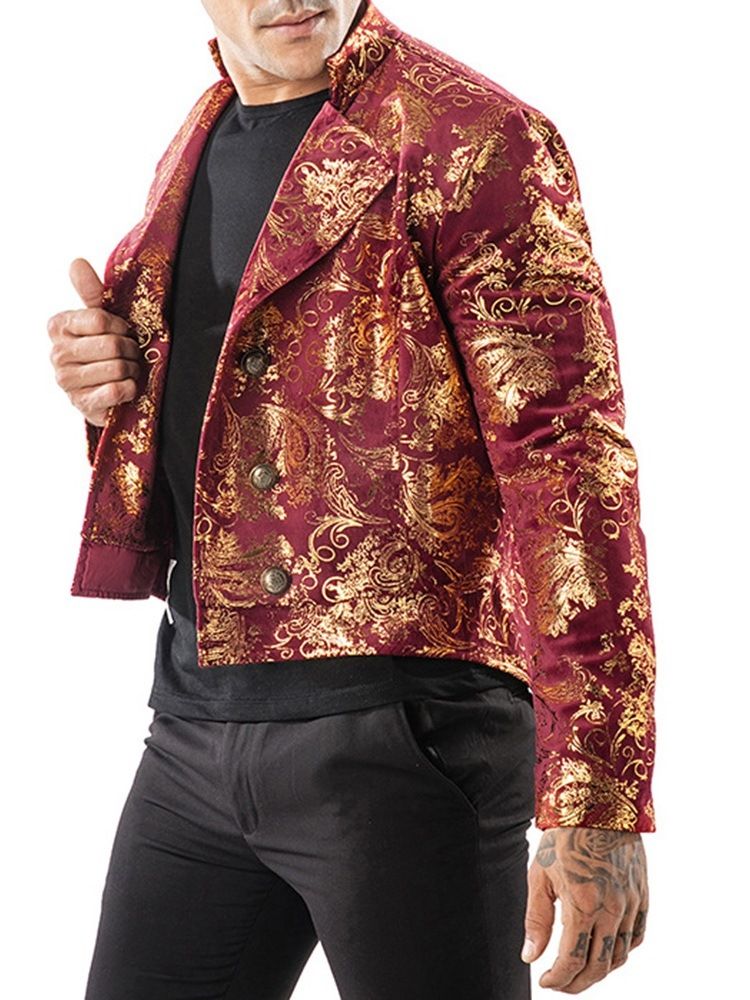 Trykt Dobbeltbrystet Swallowtail Herre Blazer Kostume