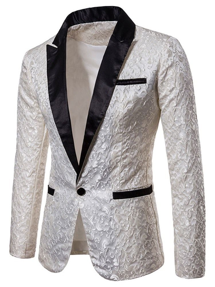 Trykt One Button Notched Revers Mens Smoking Blazer Costume