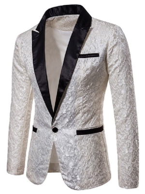 Trykt One Button Notched Revers Mens Smoking Blazer Costume