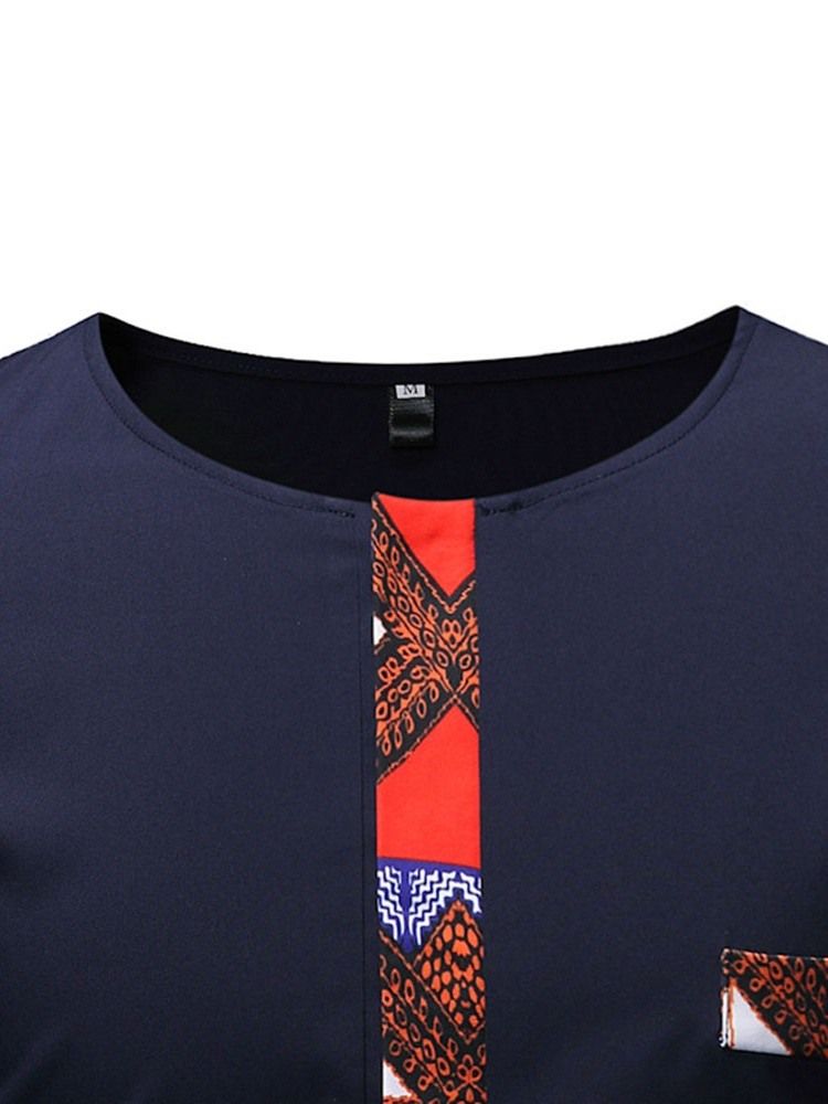 African Fashion Dashiki Color Block Patchwork Casual Herre T-shirt