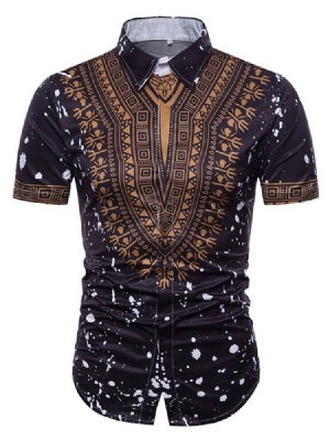 African Fashion Dashiki Print Herre Kortærmet Skjorte