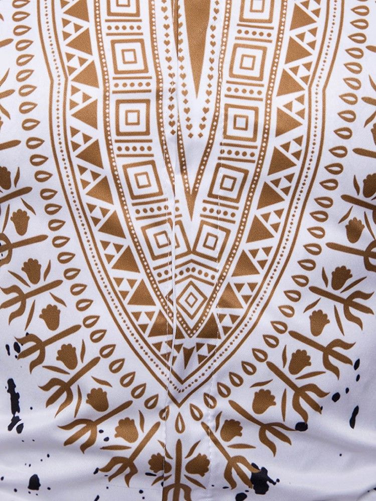 African Fashion Dashiki Print Herre Kortærmet Skjorte