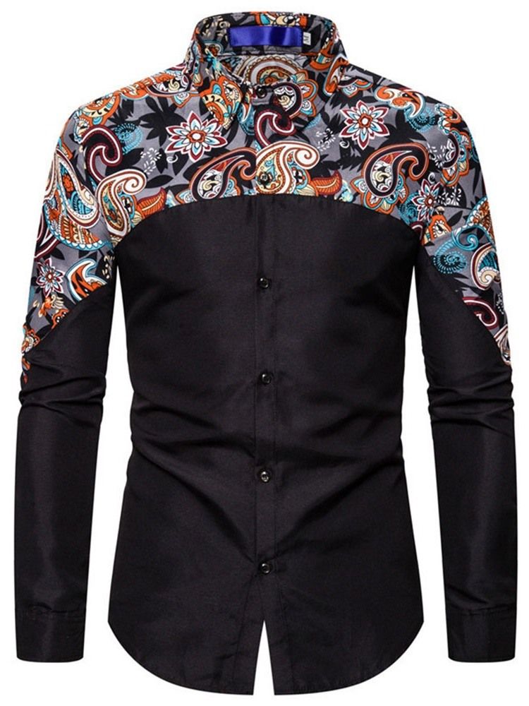 Button Floral Casual Single-breasted Men's Slim Shirt