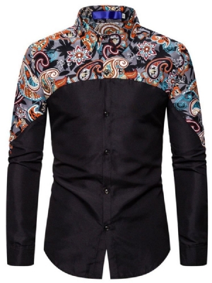 Button Floral Casual Single-breasted Men's Slim Shirt